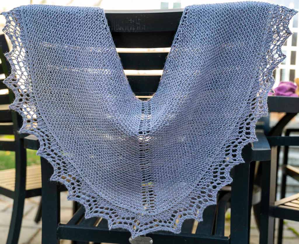 delicate lace shawl knit with naturally dyed organic wool
