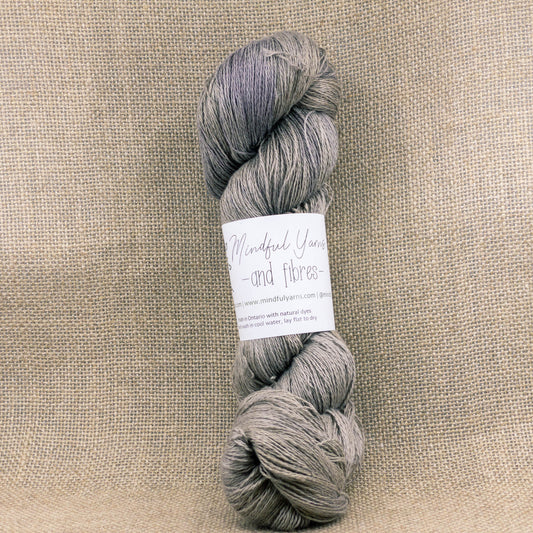 Silk Linen Lace Weight Yarn - Mindful Yarns - Myrobalan + iron 22 - 0804