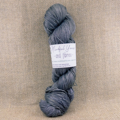 Silk Linen Fingering Weight Yarn - Mindful Yarns - Logwood, osage + iron 60421