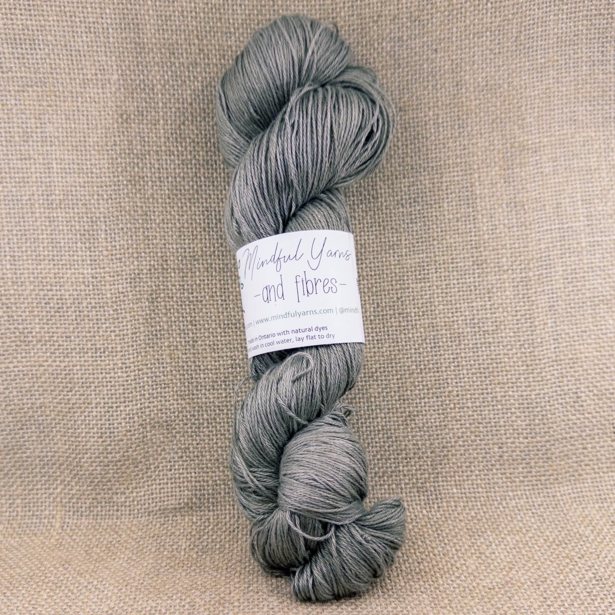 Silk Linen Fingering Weight Yarn - Mindful Yarns - Pomegranate + iron 60422